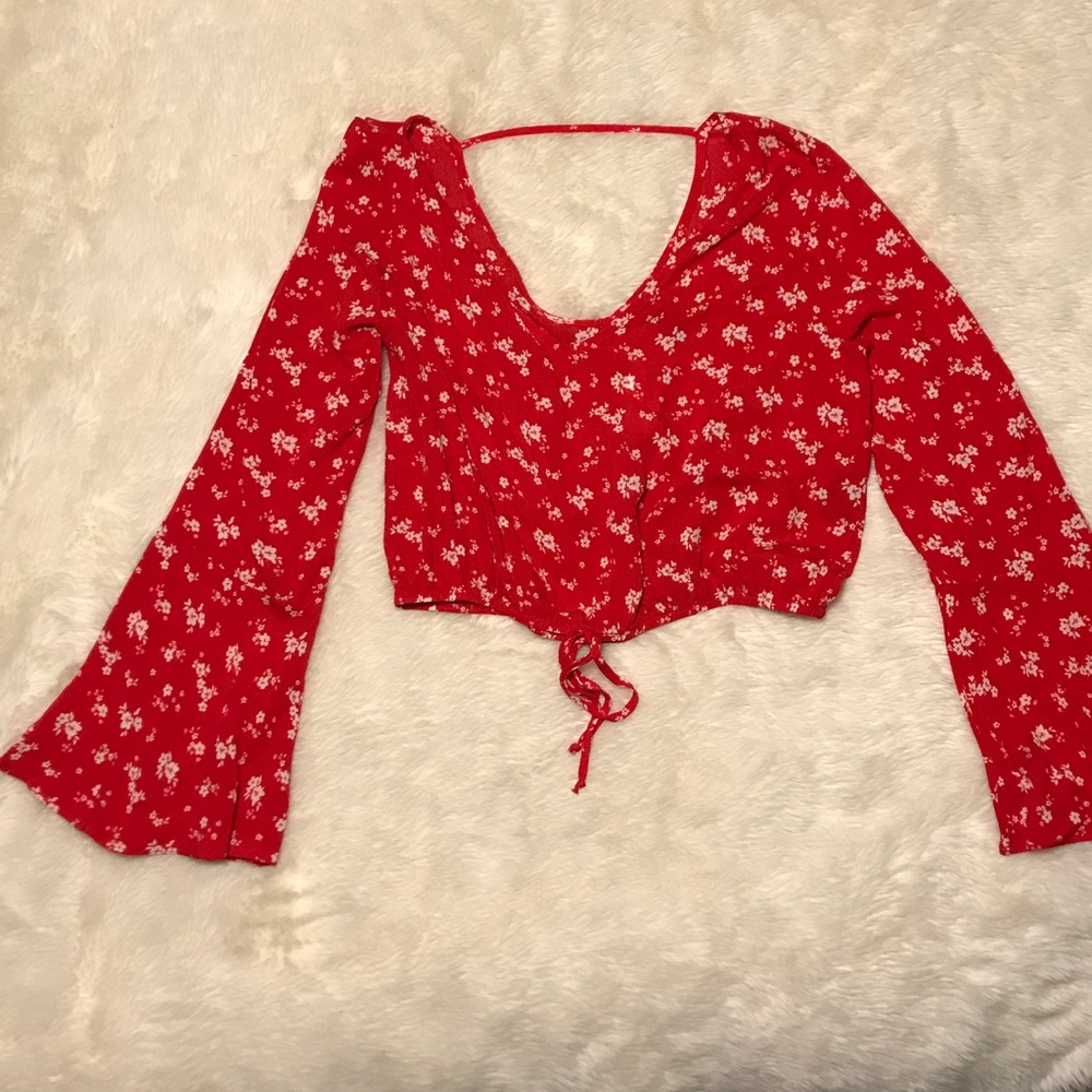 Tillys crop flare sleeve top